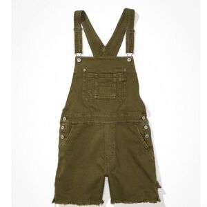 American Eagle stretch baggy overall short olive color size medium